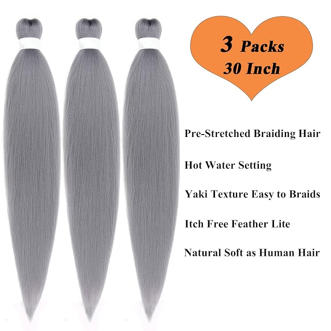 Grey Braiding Hair 3 Packs