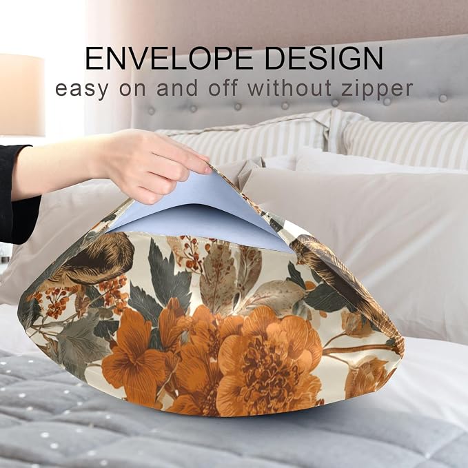 Foxes Autumnal Flowers Beige