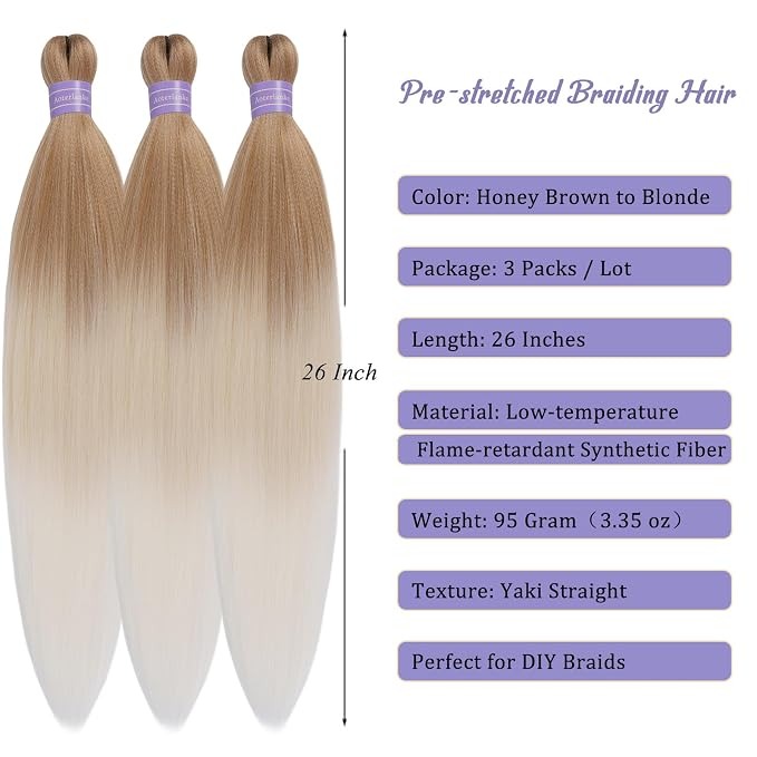 Brown Blonde Ombre Braiding Hair Pre Stretched
