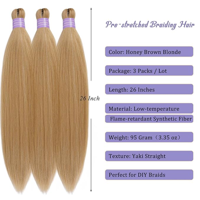 Honey Brown Blonde Braiding Hair Pre Stretched