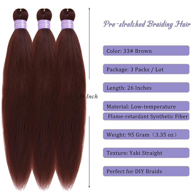 Color 33 Braiding Hair Pre Stretched