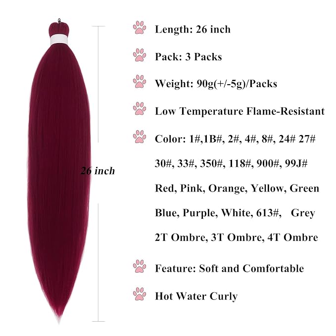 Burgundy Braiding Hair 3 Packs