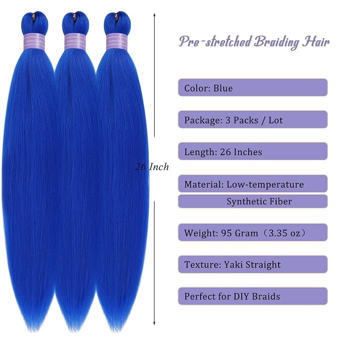 Blue Braiding Hair Pre Stretched