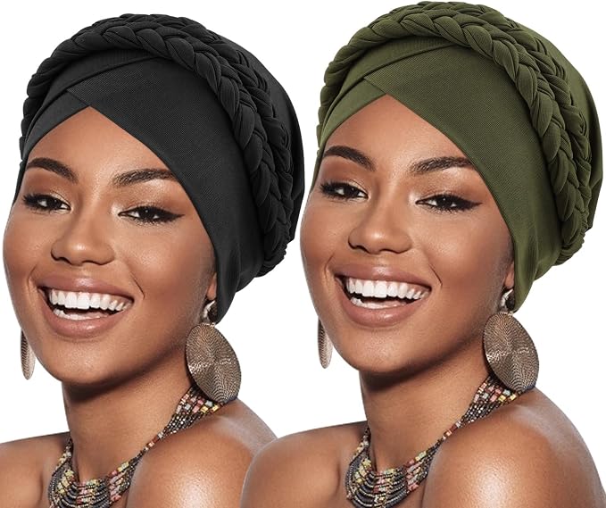 2 Pack Double Twisted Braid: Black, Olive-green