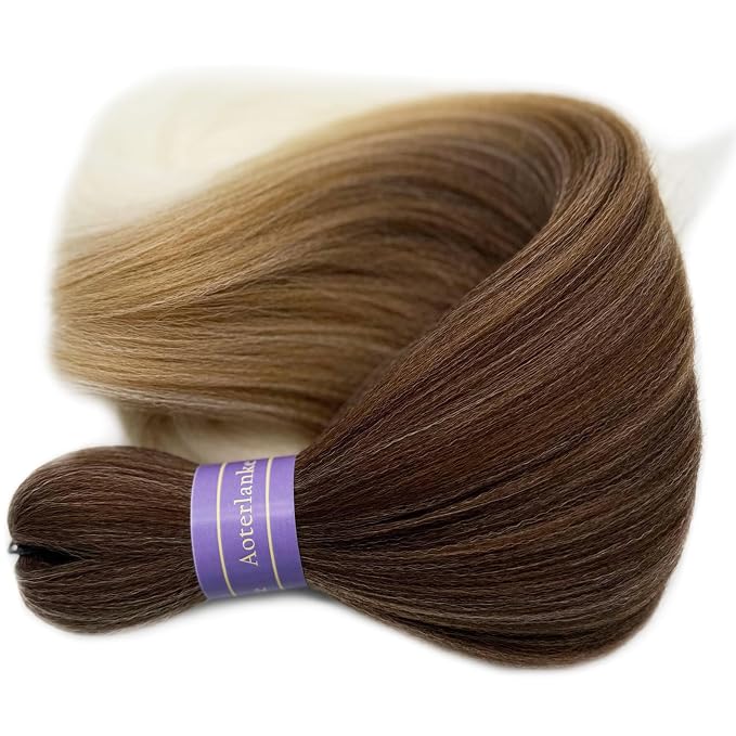 Brown and White Braiding Hair Pre Stretched