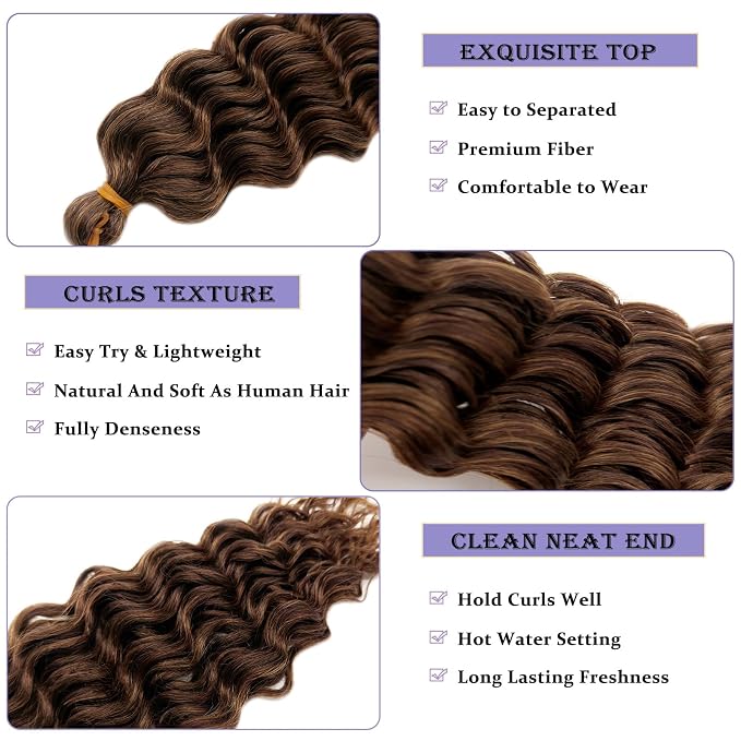 Mixed Brown Braiding Hair with Boho Curls