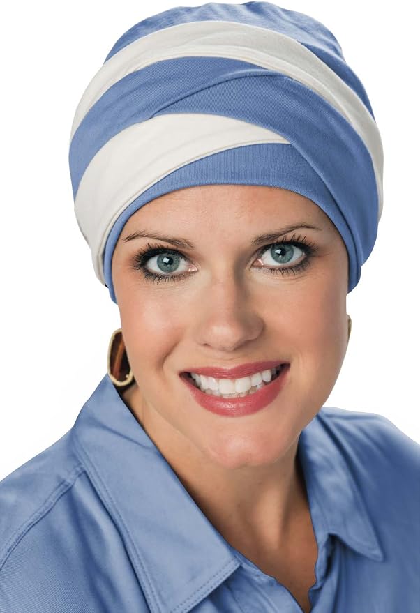 Braided Turban - Denim With White
