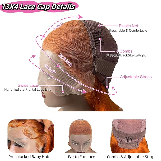 Ginger Body Wave Lace Front Wigs Human Hair