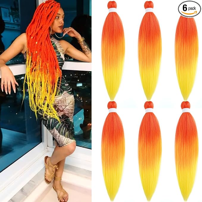 Orange Ombre Braiding Hair 6 Packs