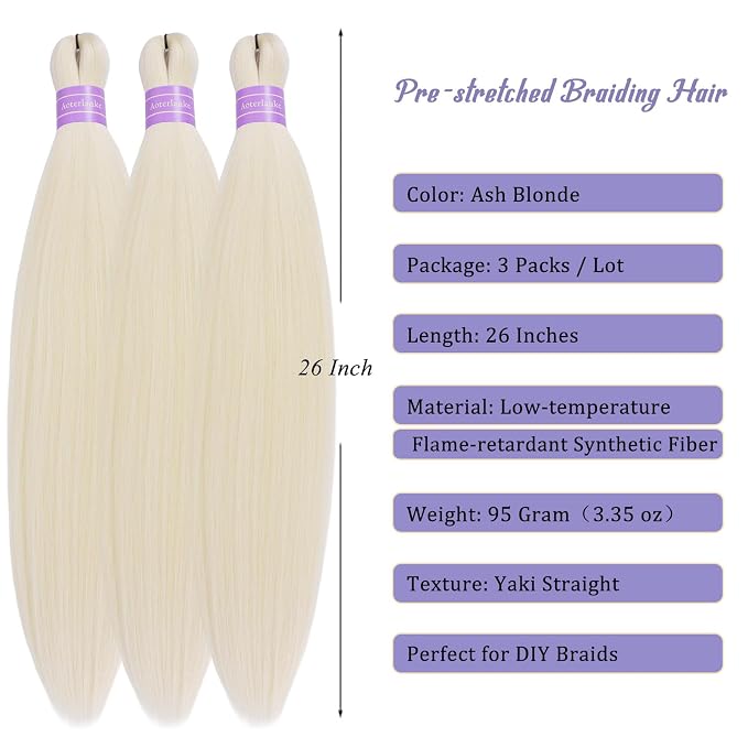 Ash Blonde Braiding Hair Pre Stretched