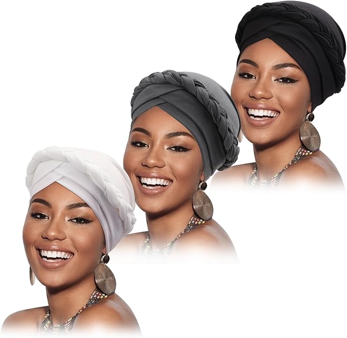 3 Pack Twisted Braid: Black/White/Dark Grey
