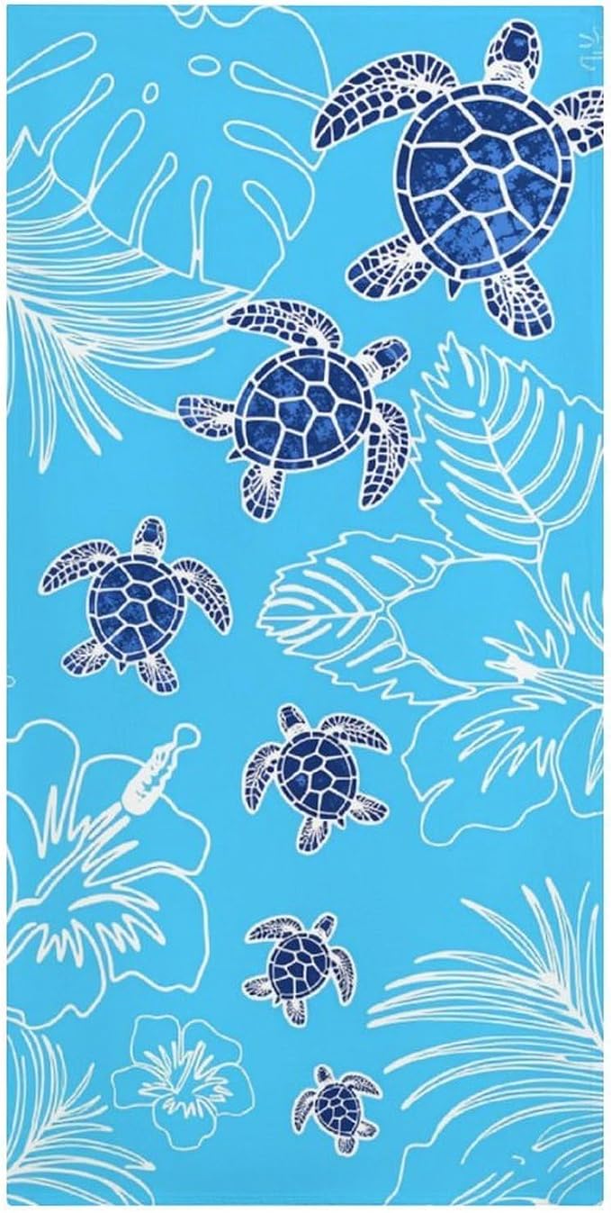 White Sea Turtle and Tropical Leaf