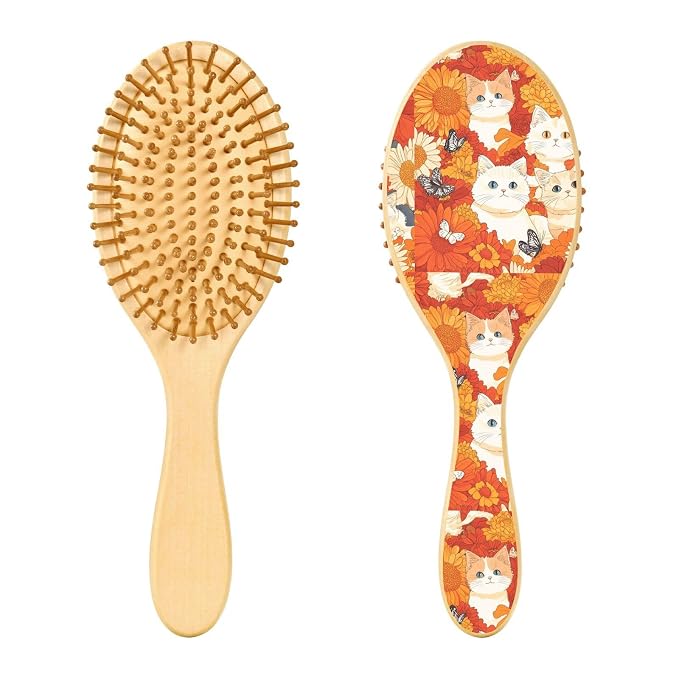 Orange Chrysanthemum and Cute Cats Butterflies