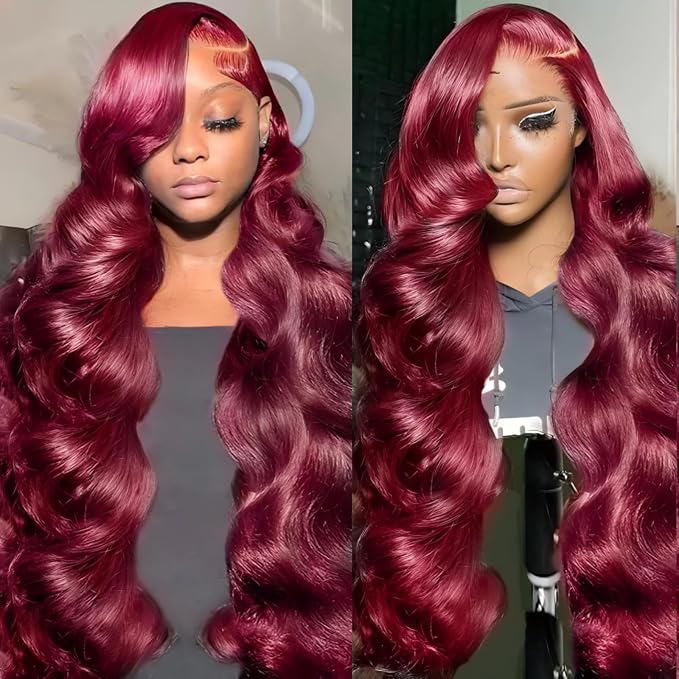 99J Body Wave Burgundy Lace Front Wigs Human Hair
