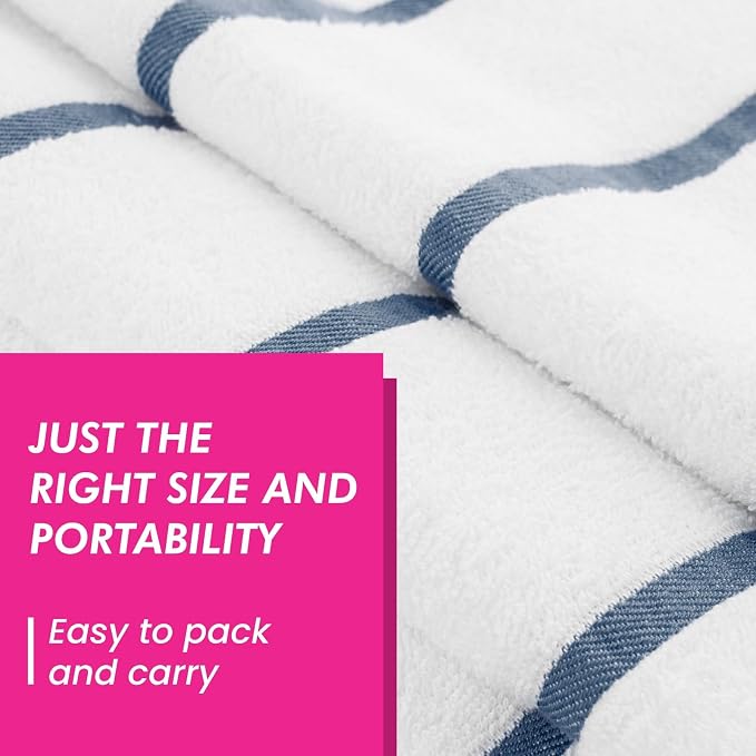 Cabana 2pcs Pool Towel Set White Ink Blue