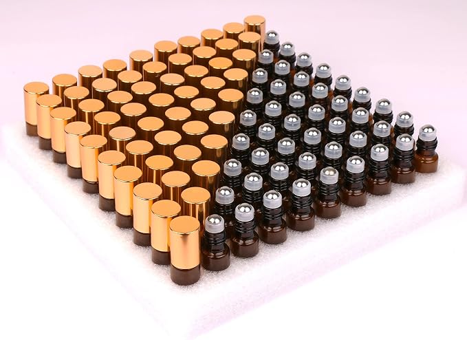 Amber Roller Bottles -100 PACK