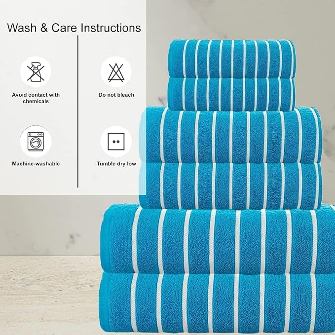 Ecstatic 6pcs Towel Set Teal Blue