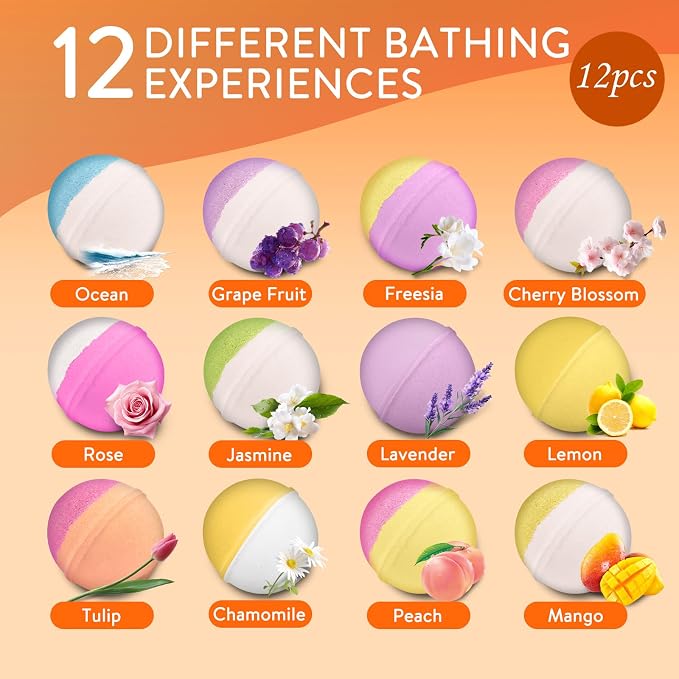 12 Pack Bath Bombs Set