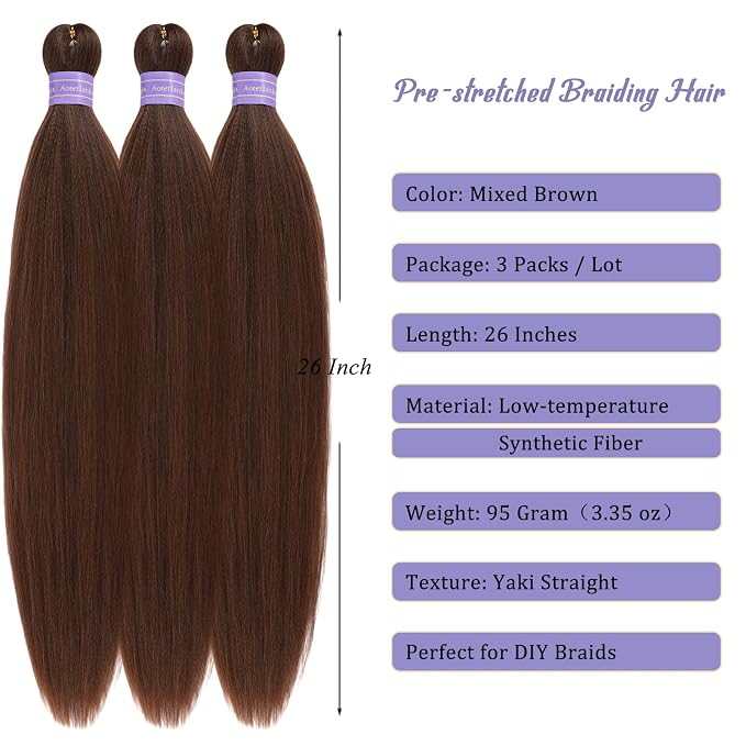 Mixed Brown Braiding Hair Pre Stretched