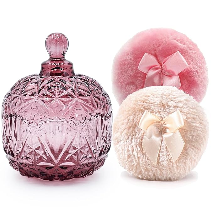 1 Beige 1 Pink Bow Puffs with Crown-Purplish Red