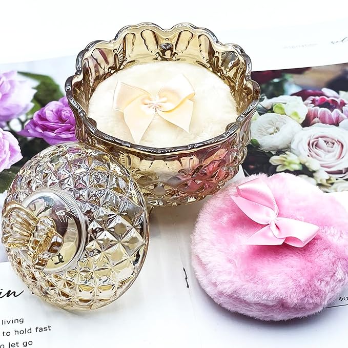 1 Beige 1 Pink Bow Puffs with Butterfly-Amber