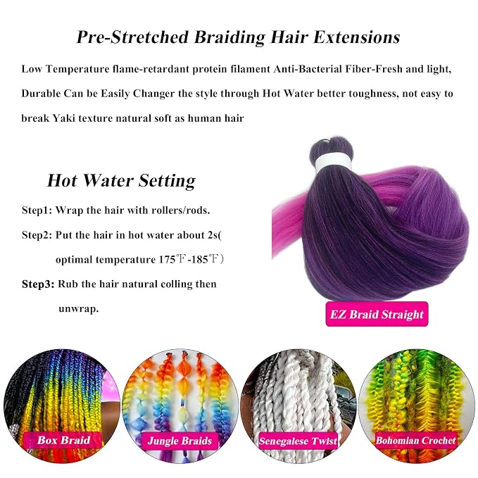 FR36 Purple Ombre Braiding Hair 3 Packs