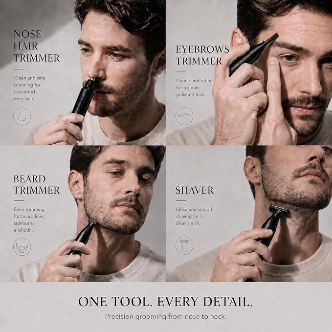 Matte Black - Mustache Trimmer + 3 Heads