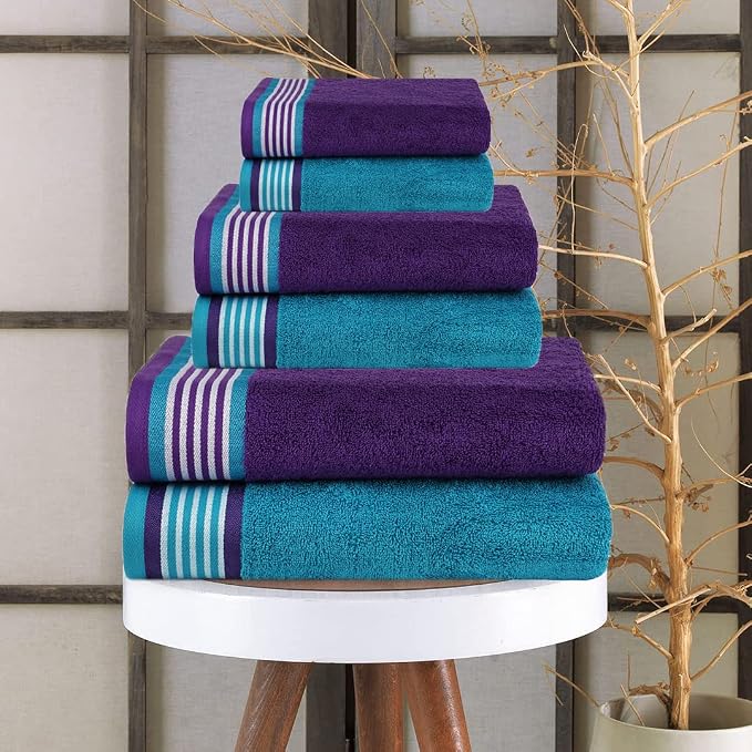 He & She 6pcs Towel Set Indigo-teal Green