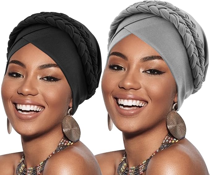 2 Pack Double Twisted Braid: Black, Grey