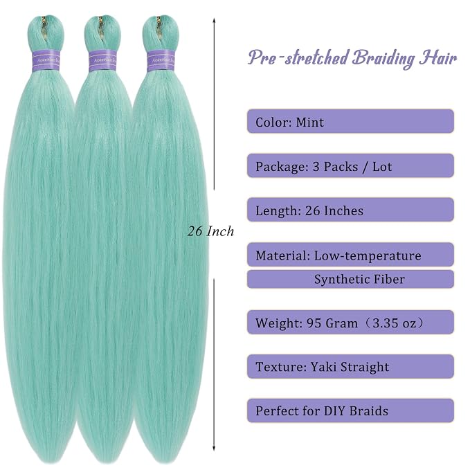 Mint Braiding Hair Pre Stretched