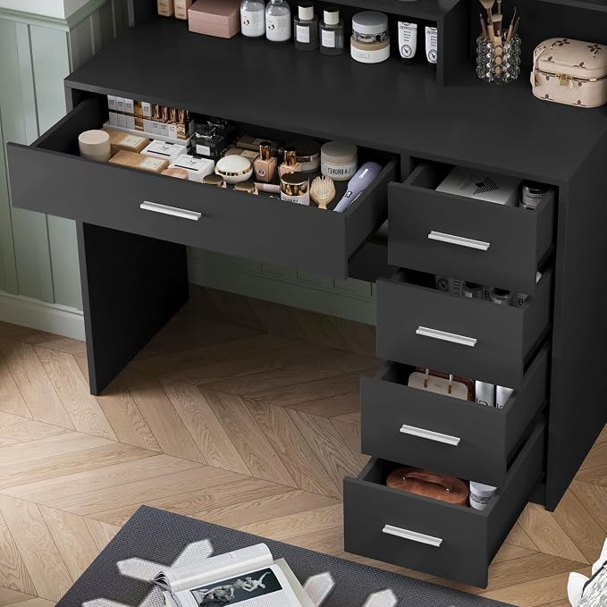 Black 5 Drawers