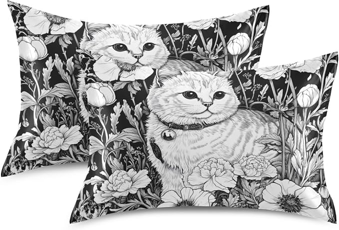 Scottish Fold Ink Peonies Black