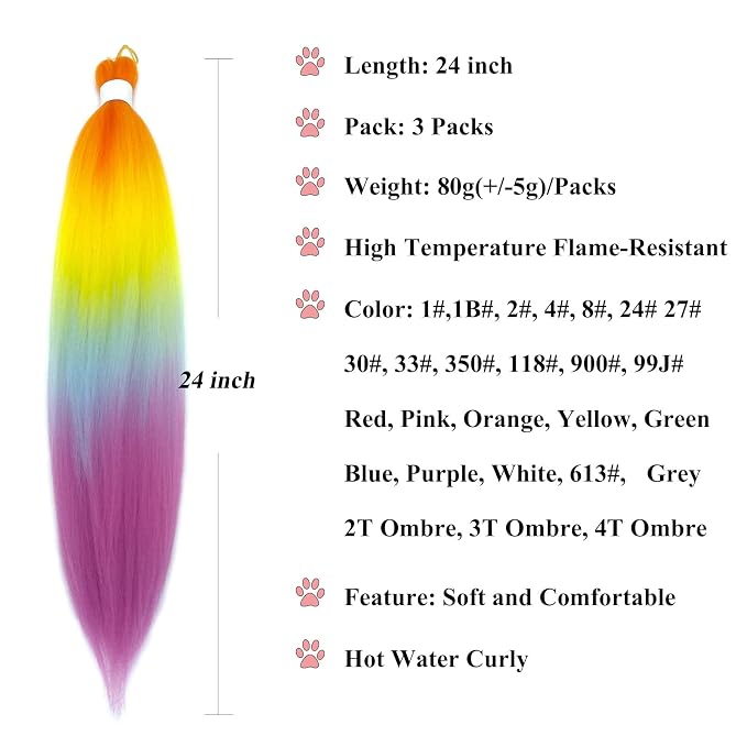 Rainbow Braiding Hair 3 Packs