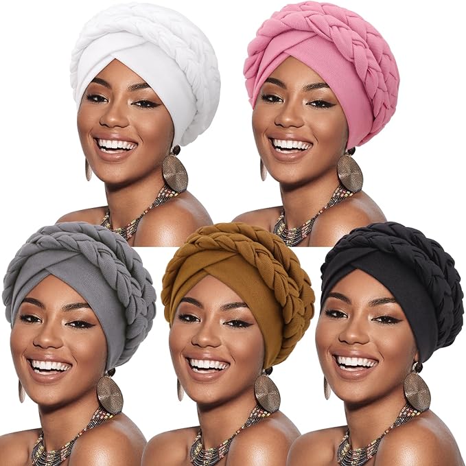 5 Pcs Double Twisted Braids: Peach Pink/Coffee/Black/White/Grey