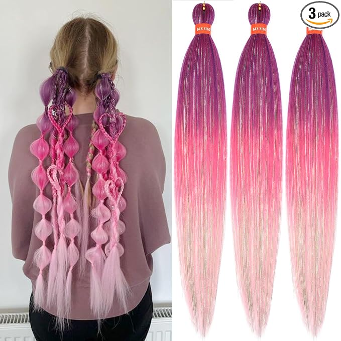 purple-hotpink-pink with tinsel