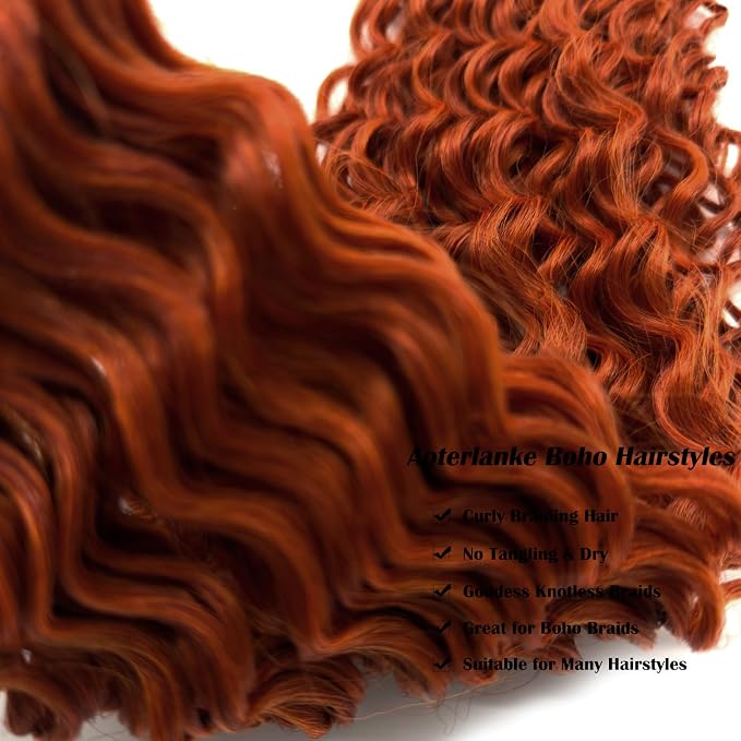 Mixed Ginger Orange Braiding Hair with Boho Curls