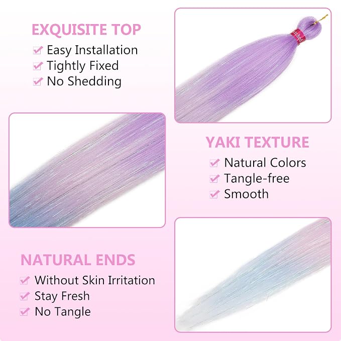 ombre purple-pink-babyblue tinsel