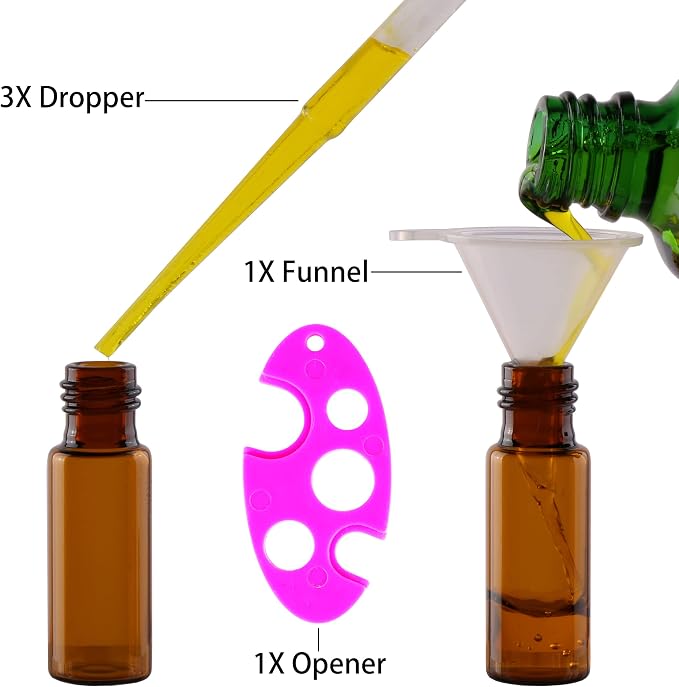 Amber Roller Bottles -100 PACK