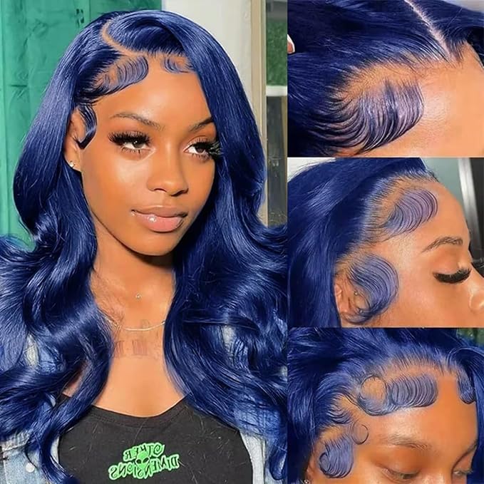 Blue Body Wave Lace Front Wigs Human Hair