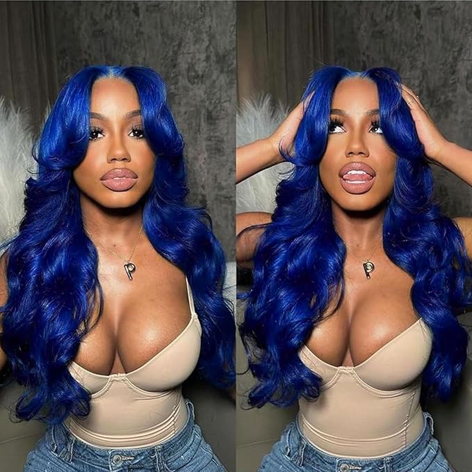 Blue Body Wave Lace Front Wigs Human Hair