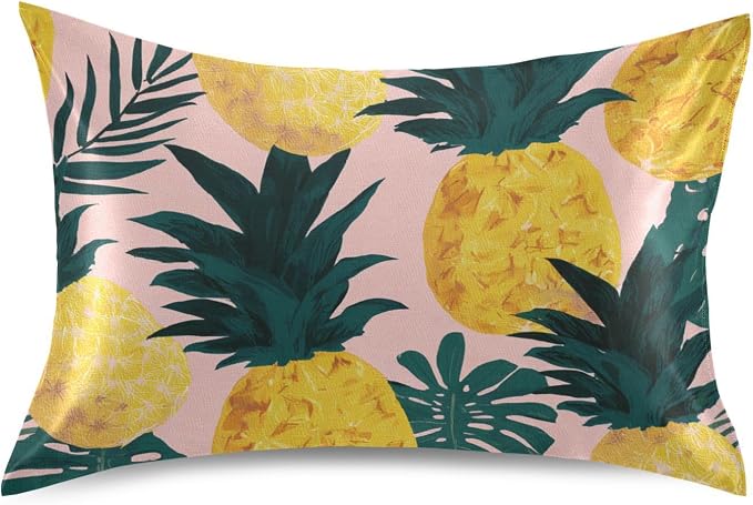 Light Pink Pineapples and Tropical Leaves