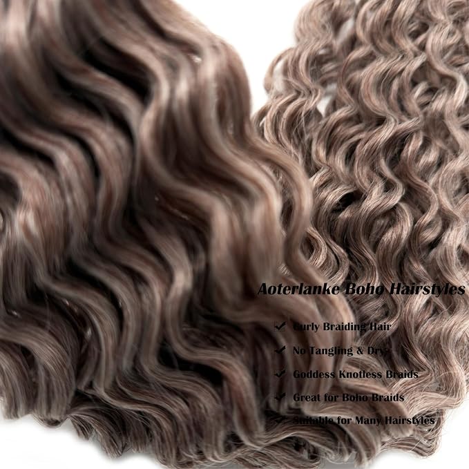 Mixed Ash Brown Braiding Hair with Boho Curls