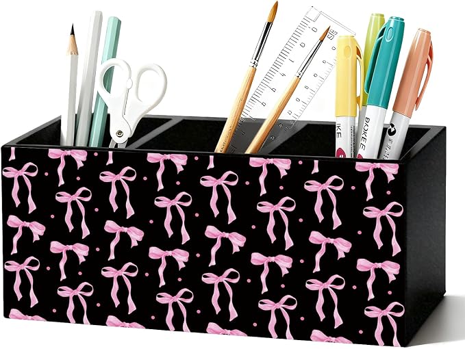 02-Pink and Black Bow Pen Holder(1)