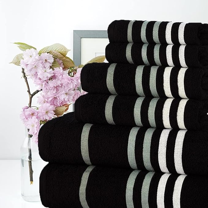 Exotic 6pcs Towel Set Dark Black