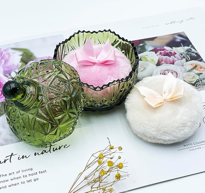 1 Beige 1 Pink Bow Puffs with Crown-Olive Green