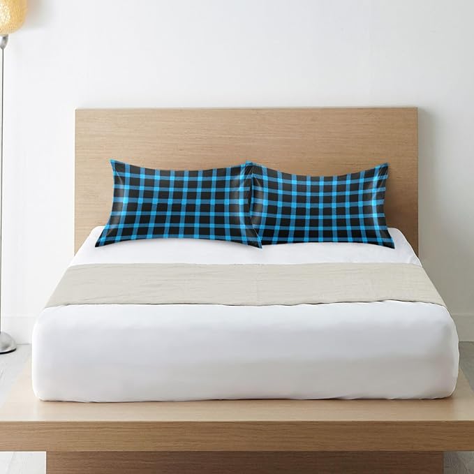 Bright Blue Black Checkered