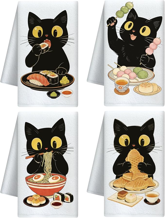 Japanese Style Black Cats and Ramen