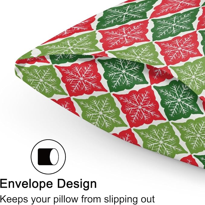 Red Green Snowflakes Retro