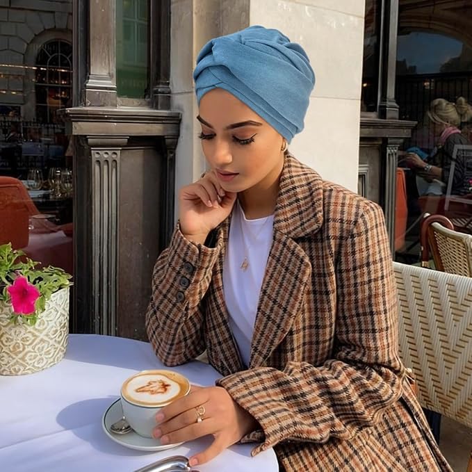 5 Pcs Cross Knotted Turban Hat: Solid Color a
