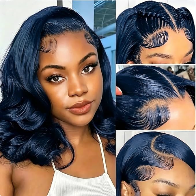 Blue Body Wave Lace Front Wigs Human Hair